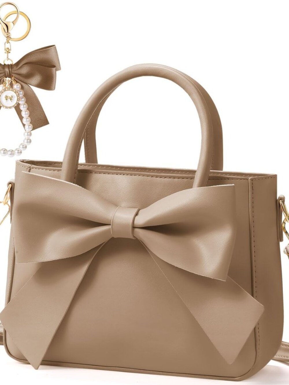 Cute Purses for Women Gift Leather Crossbody Bag with Bow Handbags with